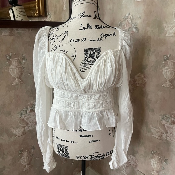 FREE PEOPLE CHLOE LONG SLEEVE TOP MEDIUM WHITE - Picture 6 of 6